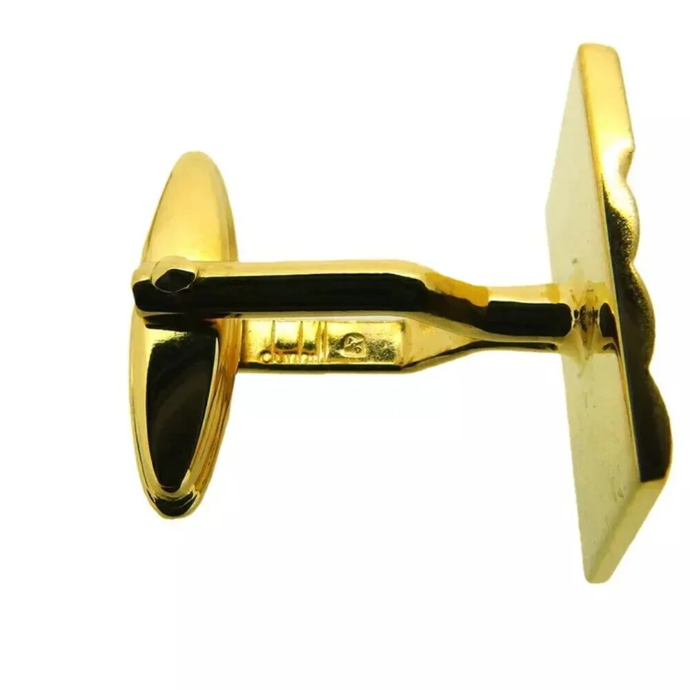 Dunhill Cufflinks D Mark Gold Bracket Authentic USED
